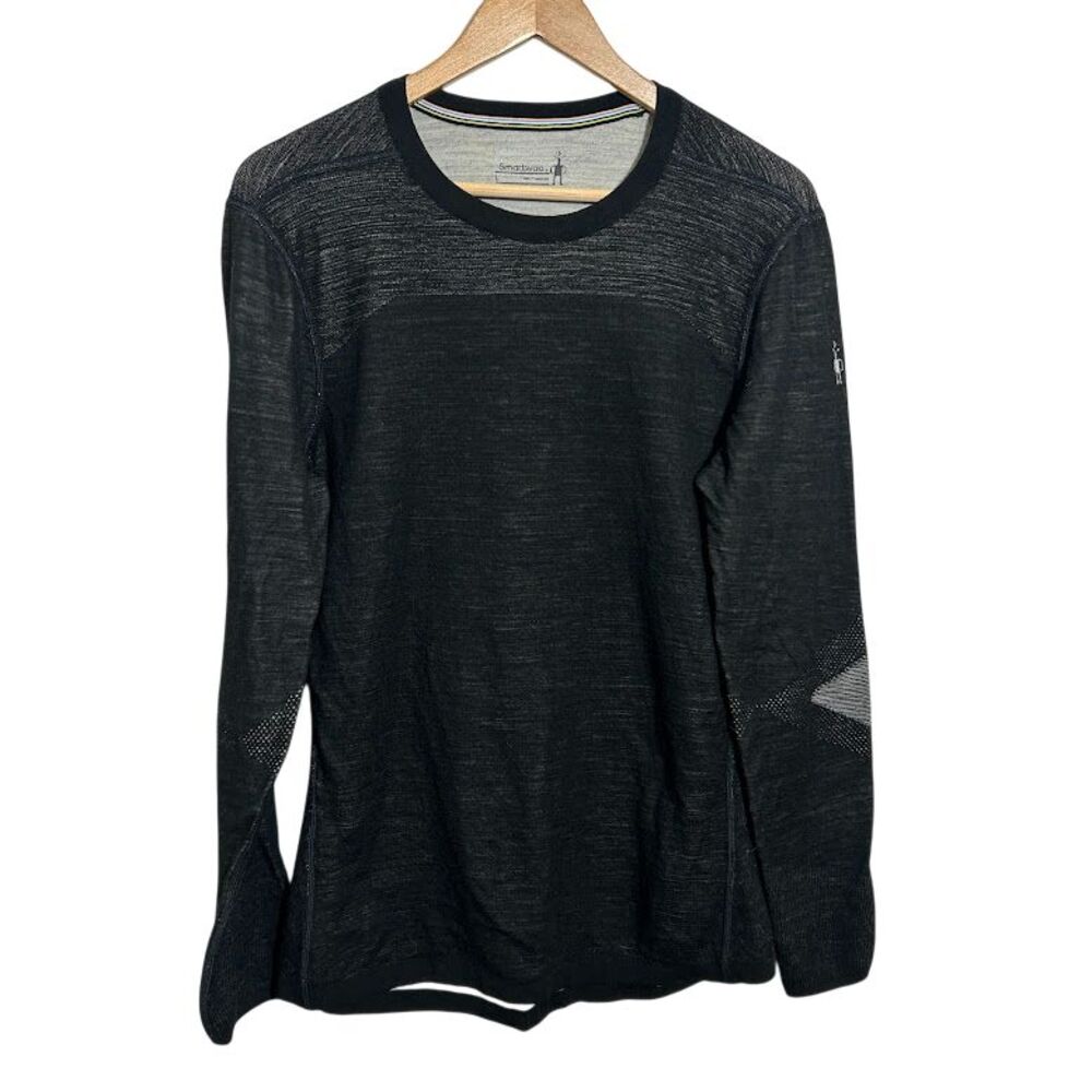 Smartwool Intraknit 200 Thermal Mens L Black Base Layer Shirt Wool Blend